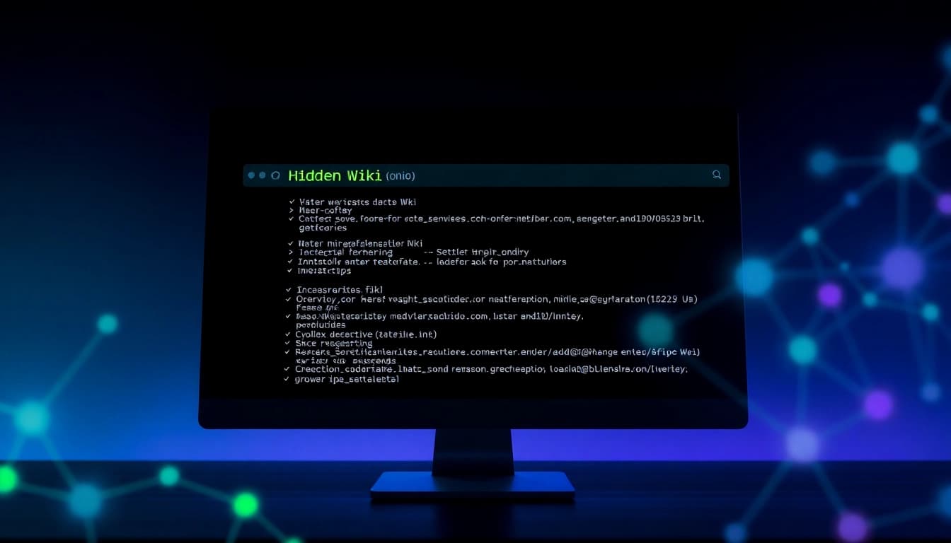 Explore the hidden wiki URL with a secure dark web directory interface.