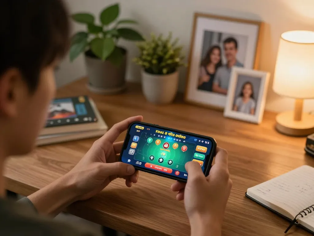 Engaging in xóc đĩa online using a smartphone for an interactive gaming experience in a cozy setting