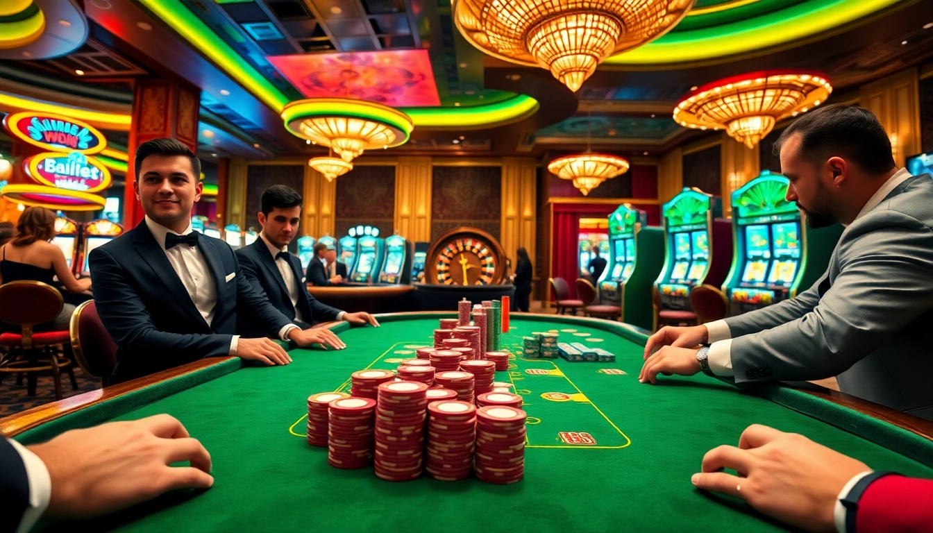 Engaged gamblers at the WW88 casino, enjoying high-stakes poker and roulette.