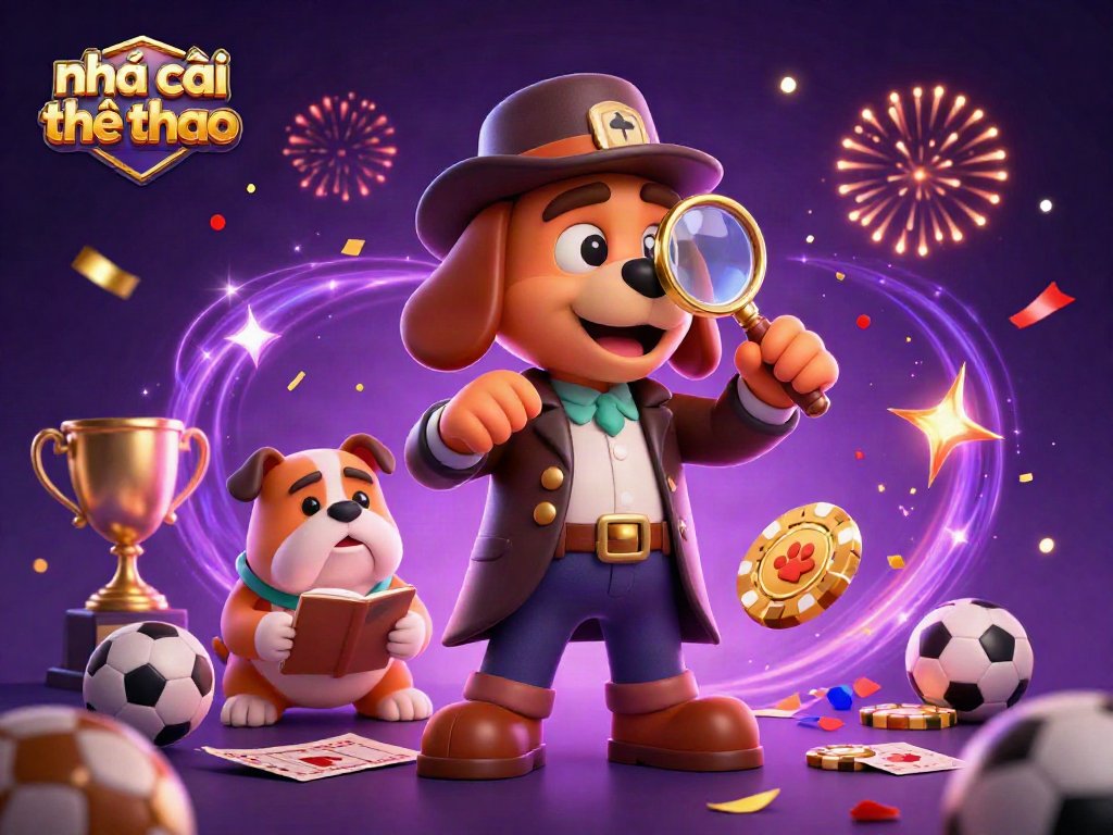 Engage with nhà cái thể thao through exciting betting adventures highlighted by cartoon detective characters.