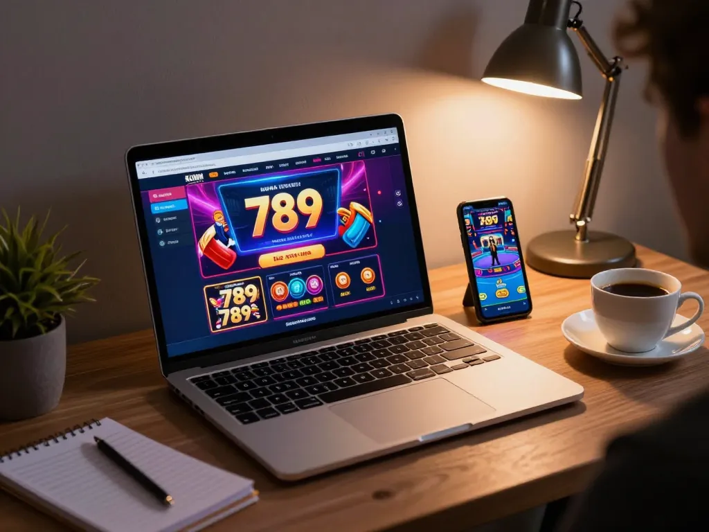 Kuwin 789 users engaging in online casino gameplay with vibrant graphics and strategic notes.