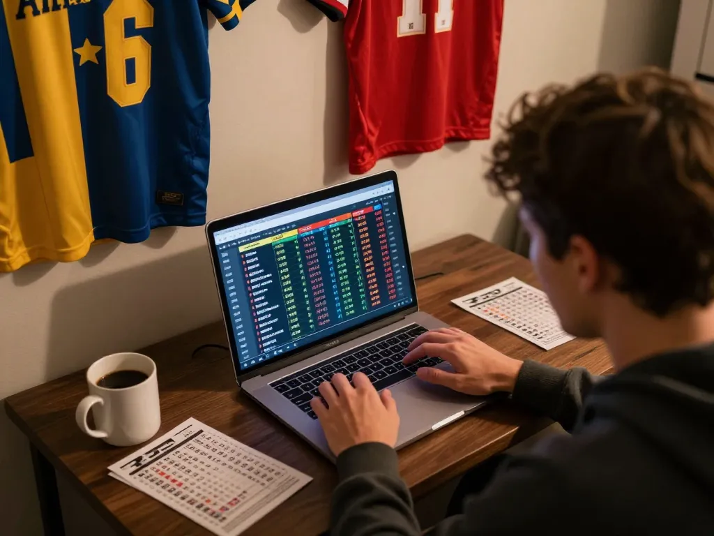 Engaged user placing bets on Bsport site during live sports events in a cozy home environment.