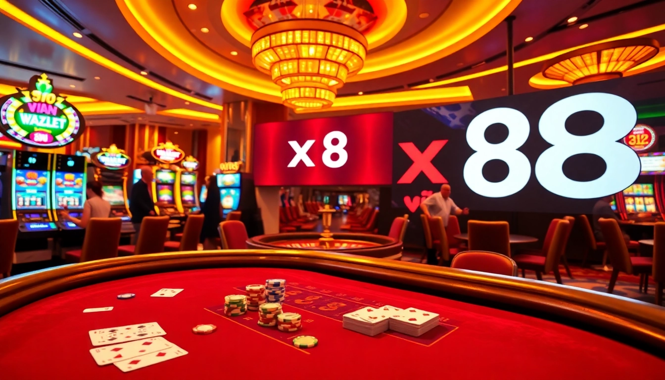 Exciting gambling experience at xx 88 casino with vibrant tables and cheering players.