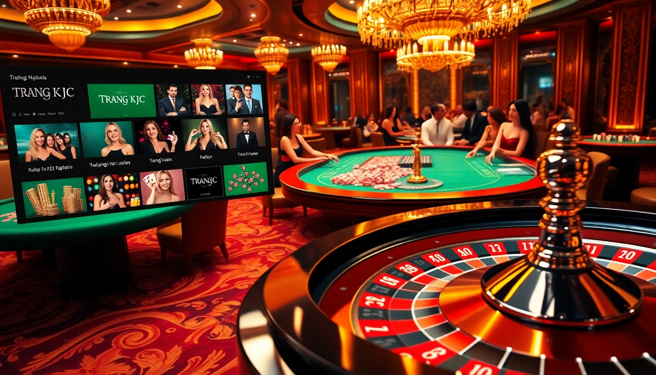 Engage in thrilling gameplay at the luxurious trang kjc casino table, filled with poker chips and cards.