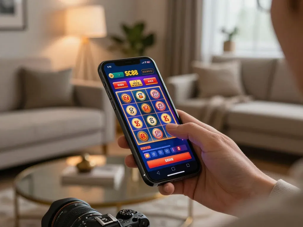 Engaging with SC88 mobile casino app showcasing vibrant slot graphics
