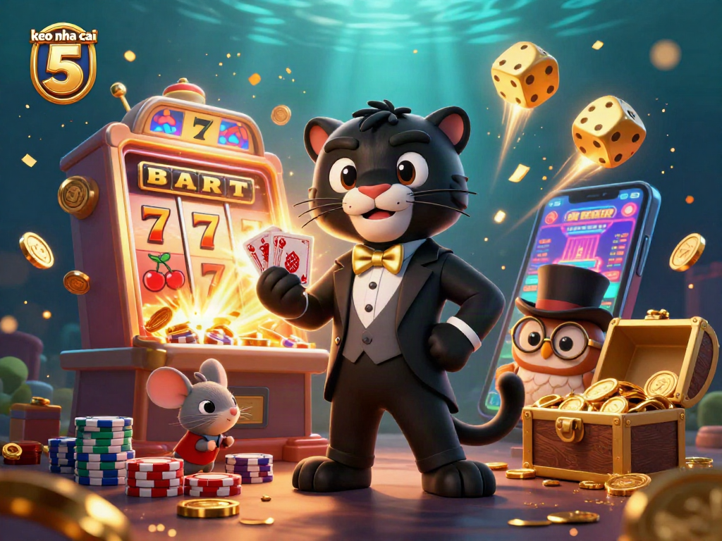 Experience keo nha cai 5 in a vibrant casino scene with dynamic characters and rich gaming elements.