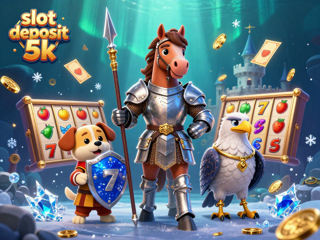 Celebrate slots with this vibrant illustration featuring a slot deposit 5k theme and dynamic casino elements.