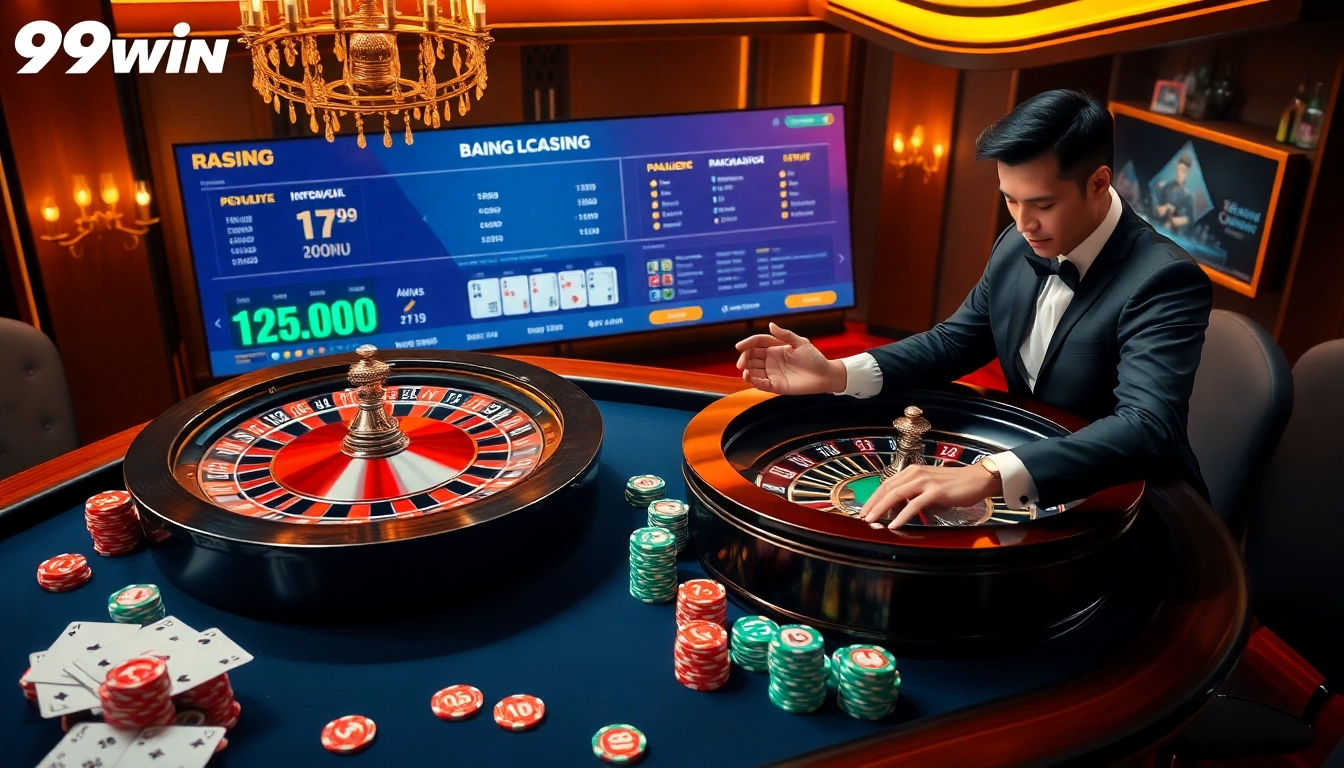 Experience 98win đăng nhập with thrilling casino gameplay, vibrant chips, and suspenseful bets.