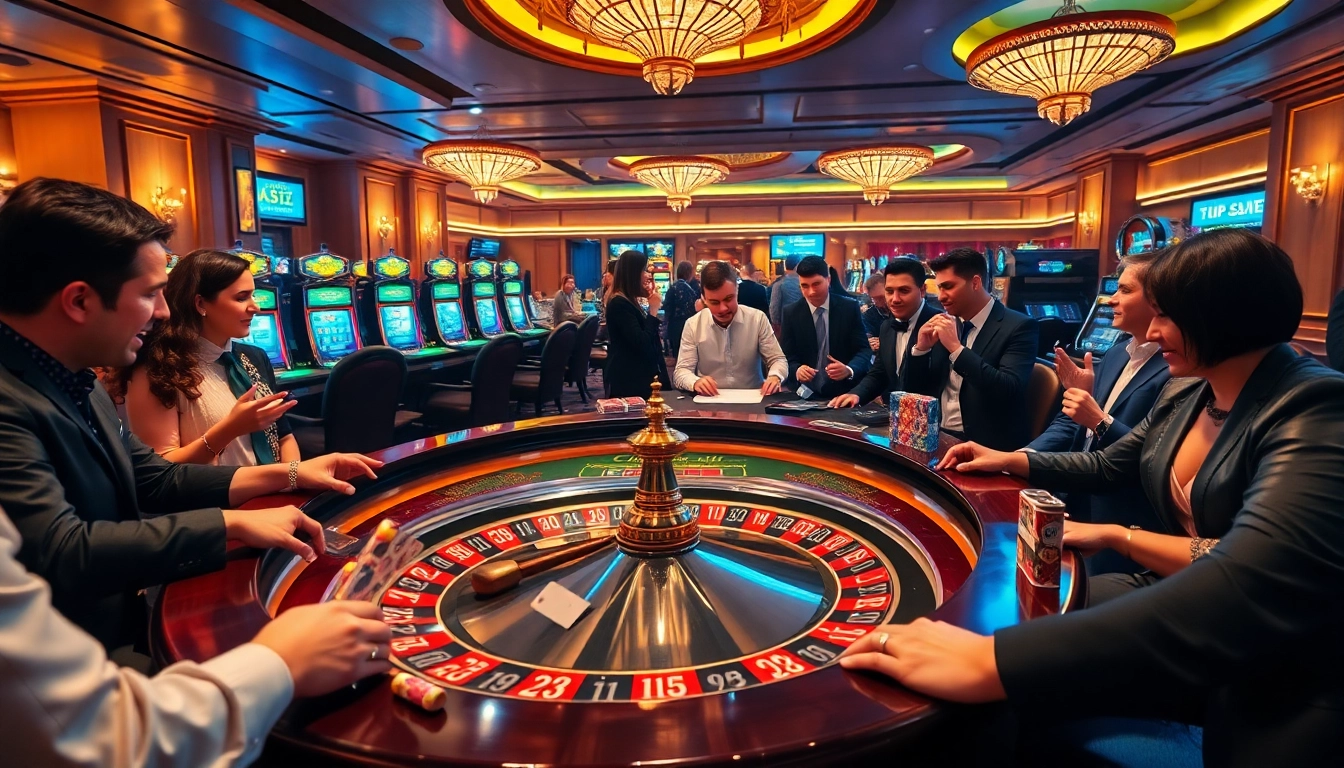 A roulette game in action at jun88site.com with players celebrating wins and professional dealers.