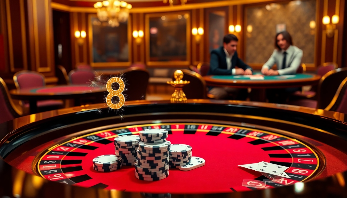 Engaging poker scene featuring the GO8 logo on luxurious casino elements.