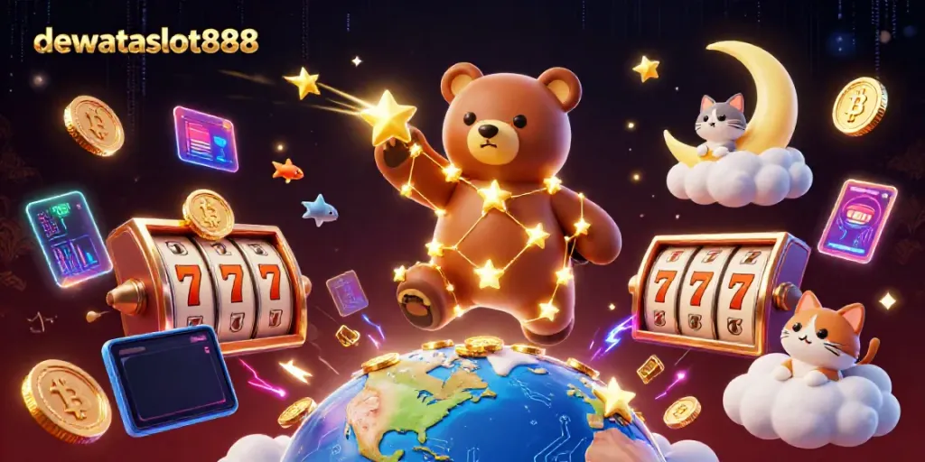 Meraih jackpot dengan dewataslot888 melalui ilustrasi karakter kasino yang menarik.