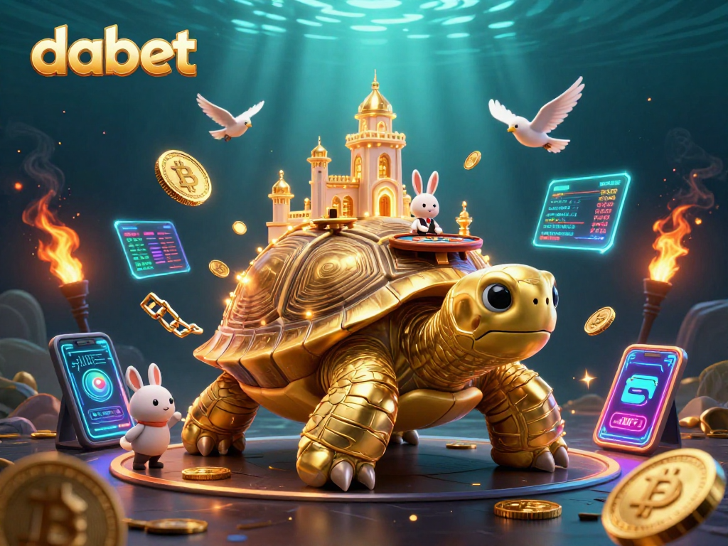 Play exciting casino games at dabet with colorful characters and crypto elements.