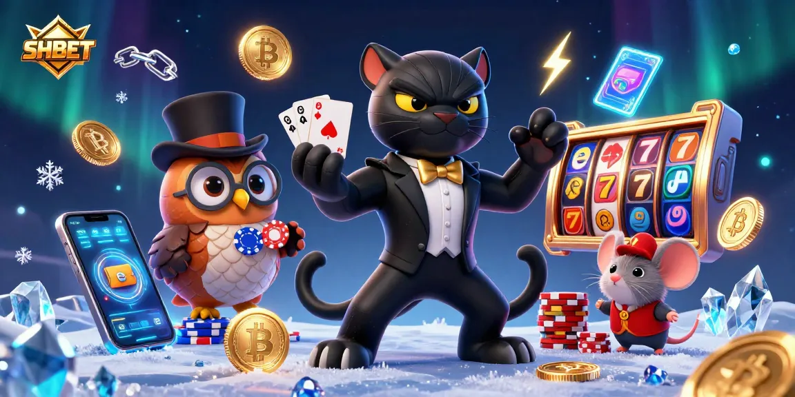 Engage with SHBET in a vibrant casino scene featuring stylish characters and dynamic gaming elements.