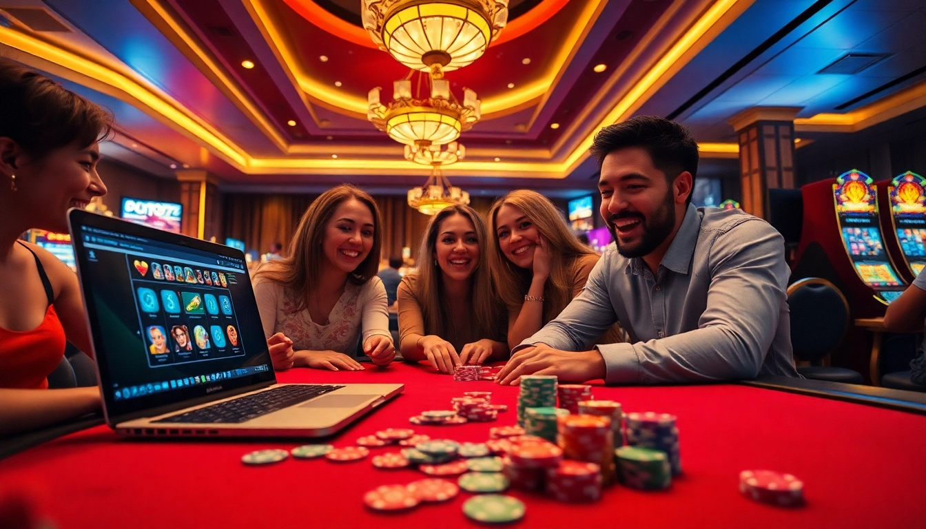 Experience the excitement of online gambling with slot777 login as players engage in winning strategies at a luxurious poker table.