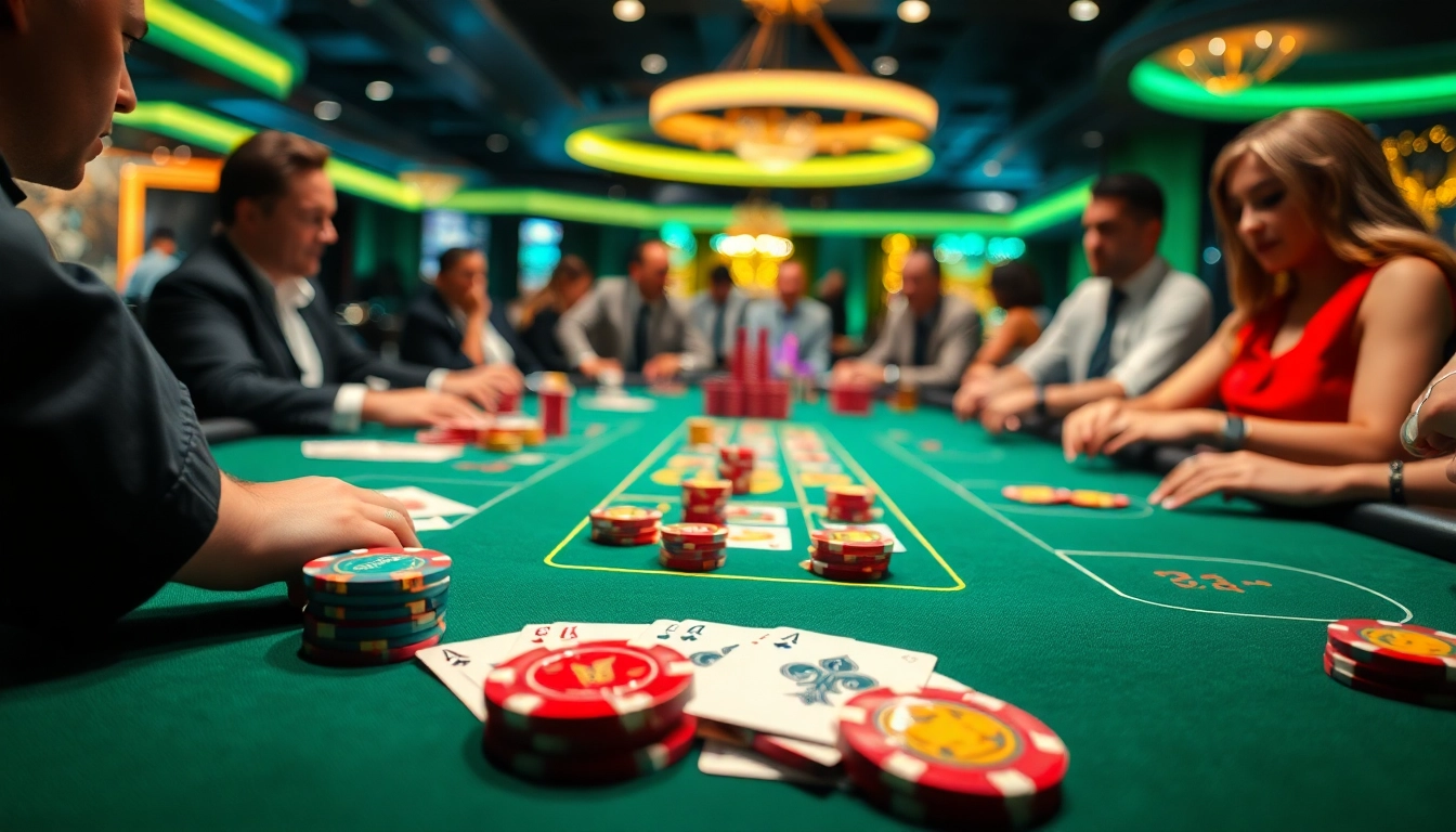 Experience GemBet in a vibrant casino game atmosphere with chips and cards central to gameplay.