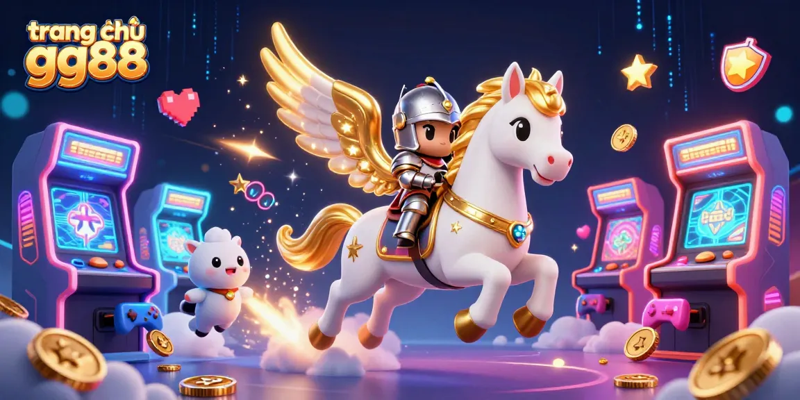 Engage with vibrant gaming action at trang chủ gg88 featuring a celestial horse and armored knight in a dynamic casino setting.