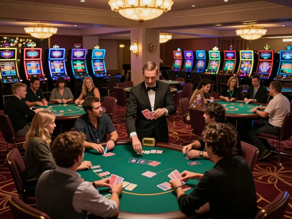 sunwin casino floor with active poker games and elegant ambiance