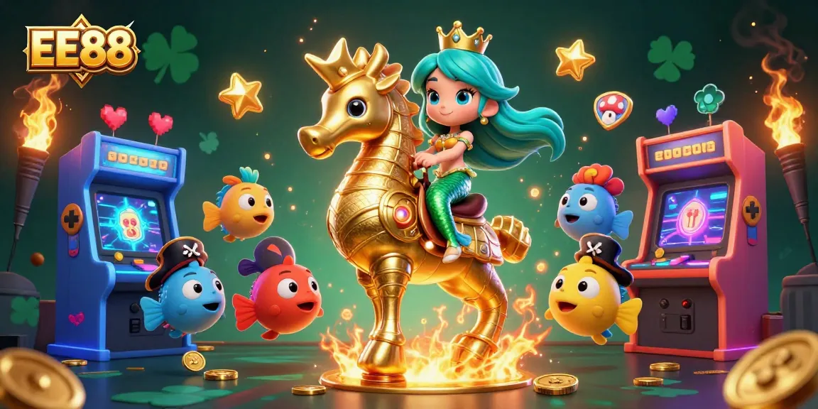 Engage with EE88’s casino adventures featuring a colorful, dynamic gaming scene with themed characters.