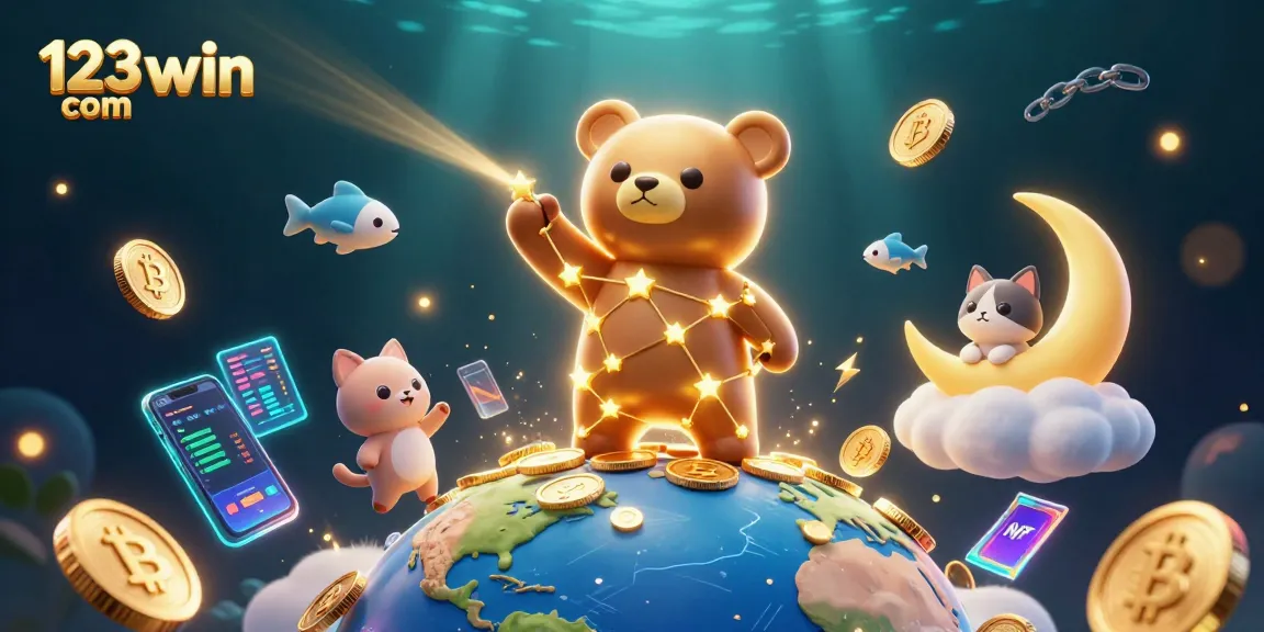 Engage with 123win com's vibrant casino universe, featuring cosmic characters and thrilling gambling visuals.