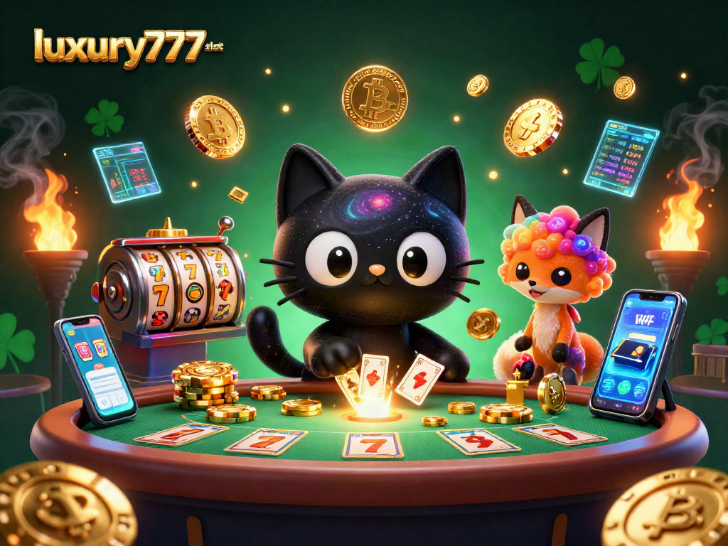 Menangkan hadiah di luxury777 slot dengan kucing hitam lubang hitam yang mengumpulkan chip emas.