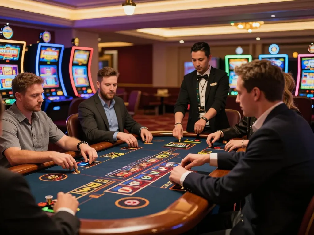 Players enjoy video poker at RR88 casino, showcasing engaging gameplay and luxury.