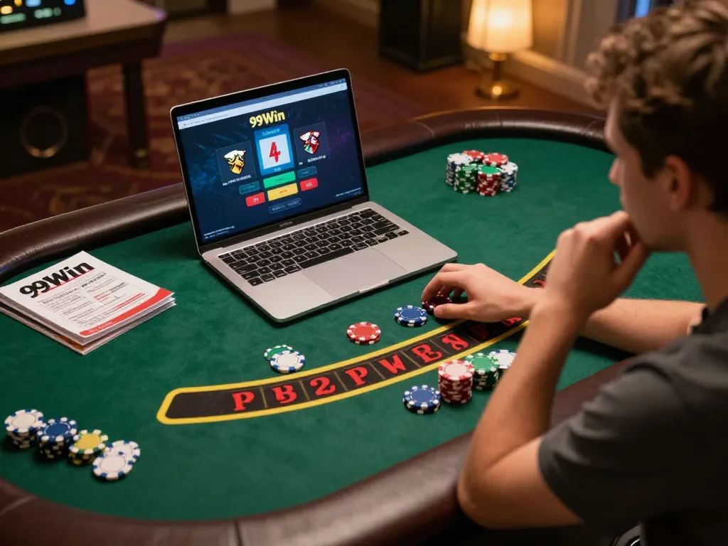 Experience intense blackjack action on 99Win's live dealer platform in a cozy home gaming setup.