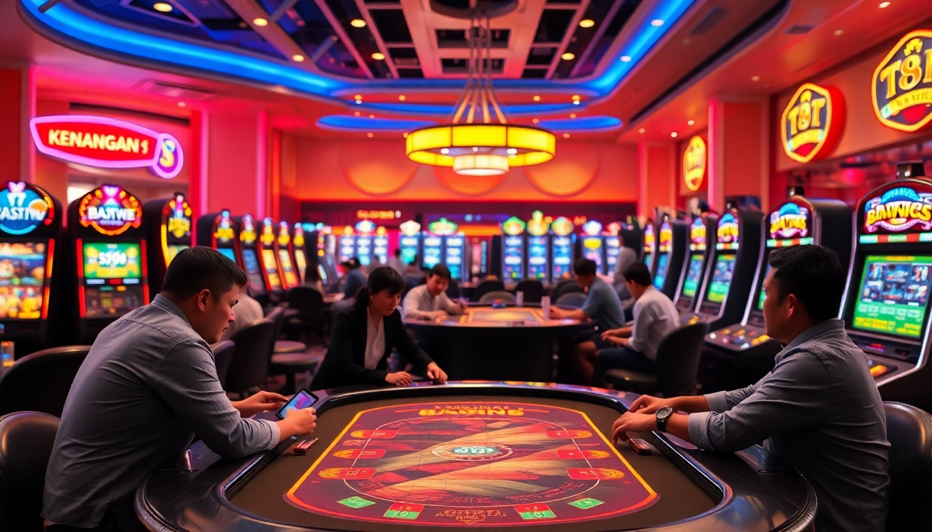 Kenangan4D gaming table filled with players in a vibrant casino atmosphere.