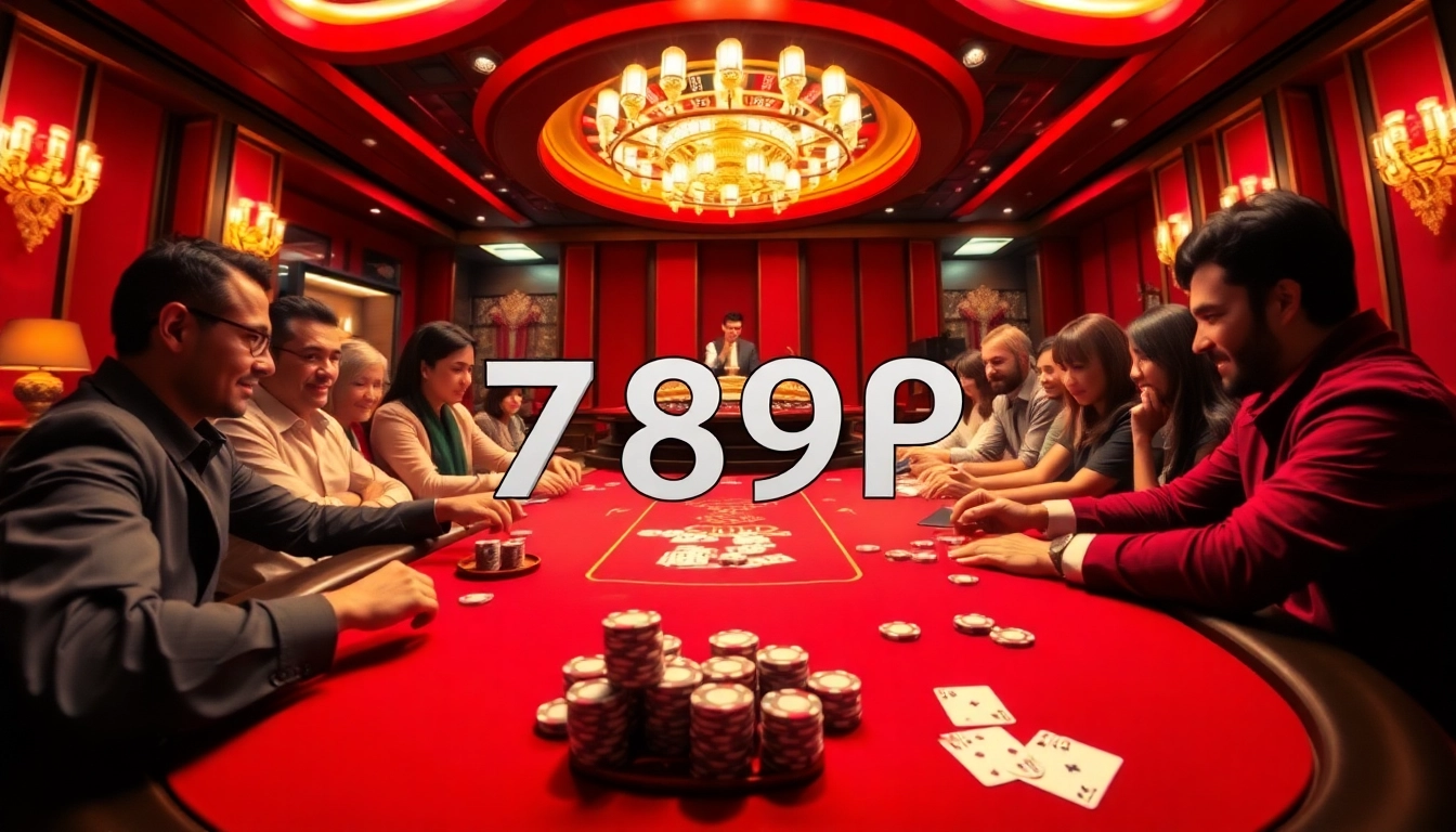 Gamblers experience the thrill of playing at 789P's vibrant casino table filled with excitement.