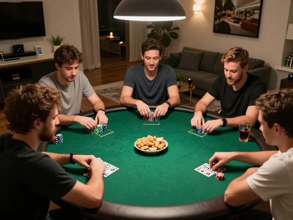 Engaging poker game scene featuring multiple players and strategies while exploring ทางเข้า m103 options.