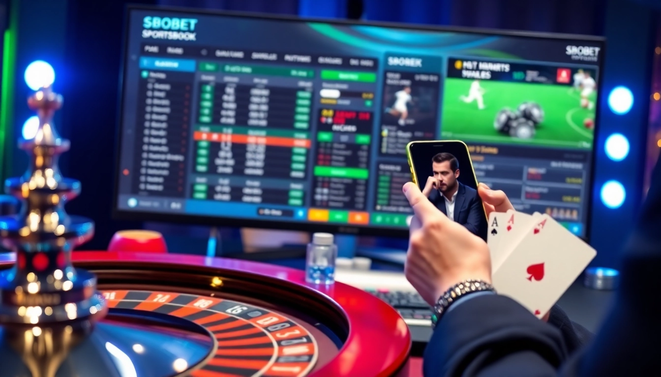 SBOBET online betting interface showcasing exciting sports betting options amidst engaging casino elements.