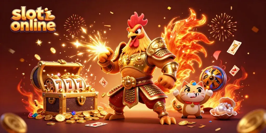 Engaging scene of gamers spinning the reels on slot online with vibrant characters and casino elements.