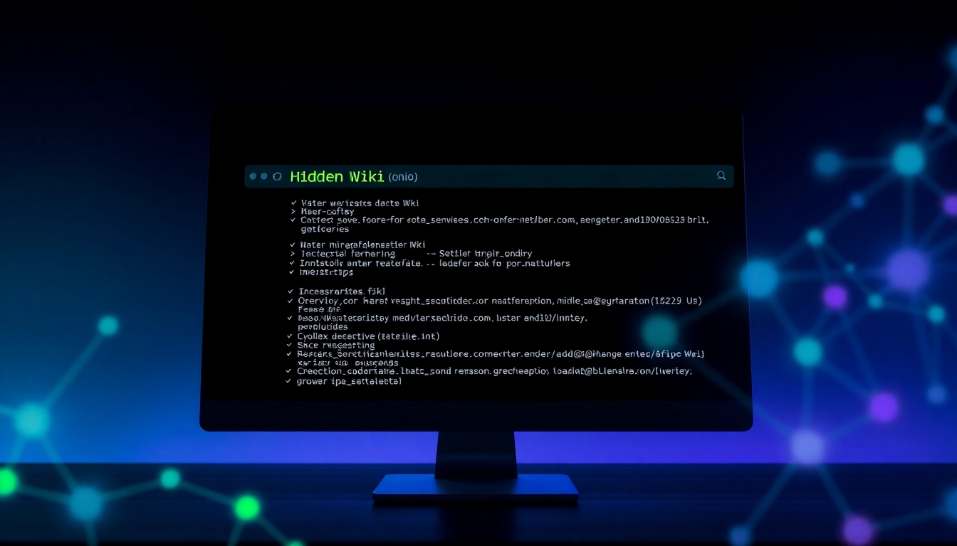 Explore the hidden wiki URL with a secure dark web directory interface.