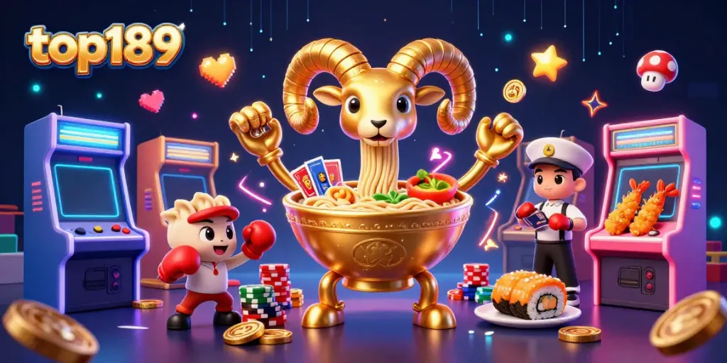 Engage in dynamic gaming with top189's vibrant characters and casino elements.