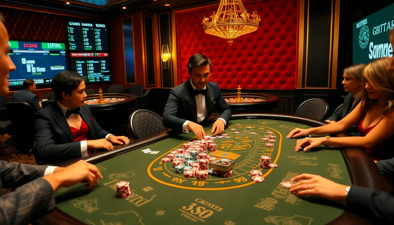 Gamblers engaging at a luxurious poker table, showcasing the excitement of https://go99.institute/ betting experience.