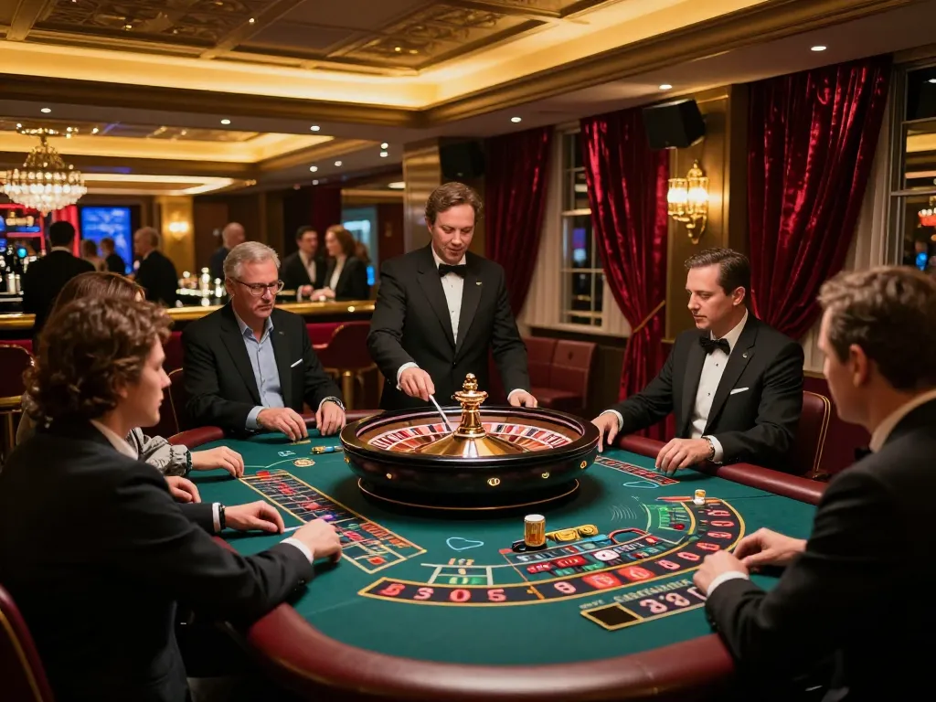 Players at an exciting roulette table thrill with winning bets at vipwin casino.