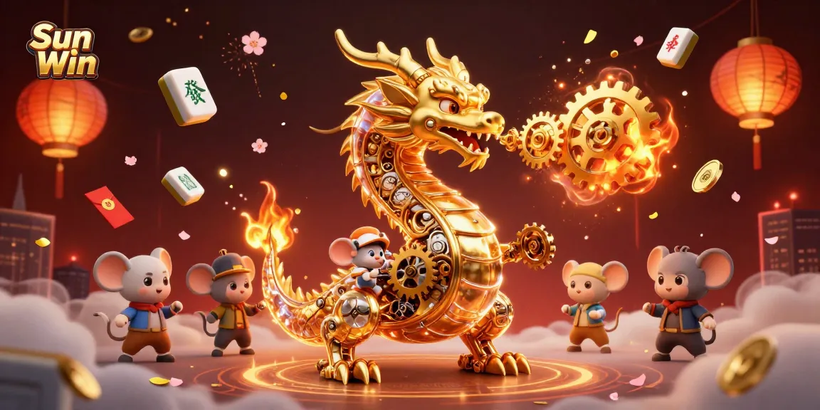 Engage with Sun Win's thrilling gaming world featuring a mystical dragon and vibrant casino elements.