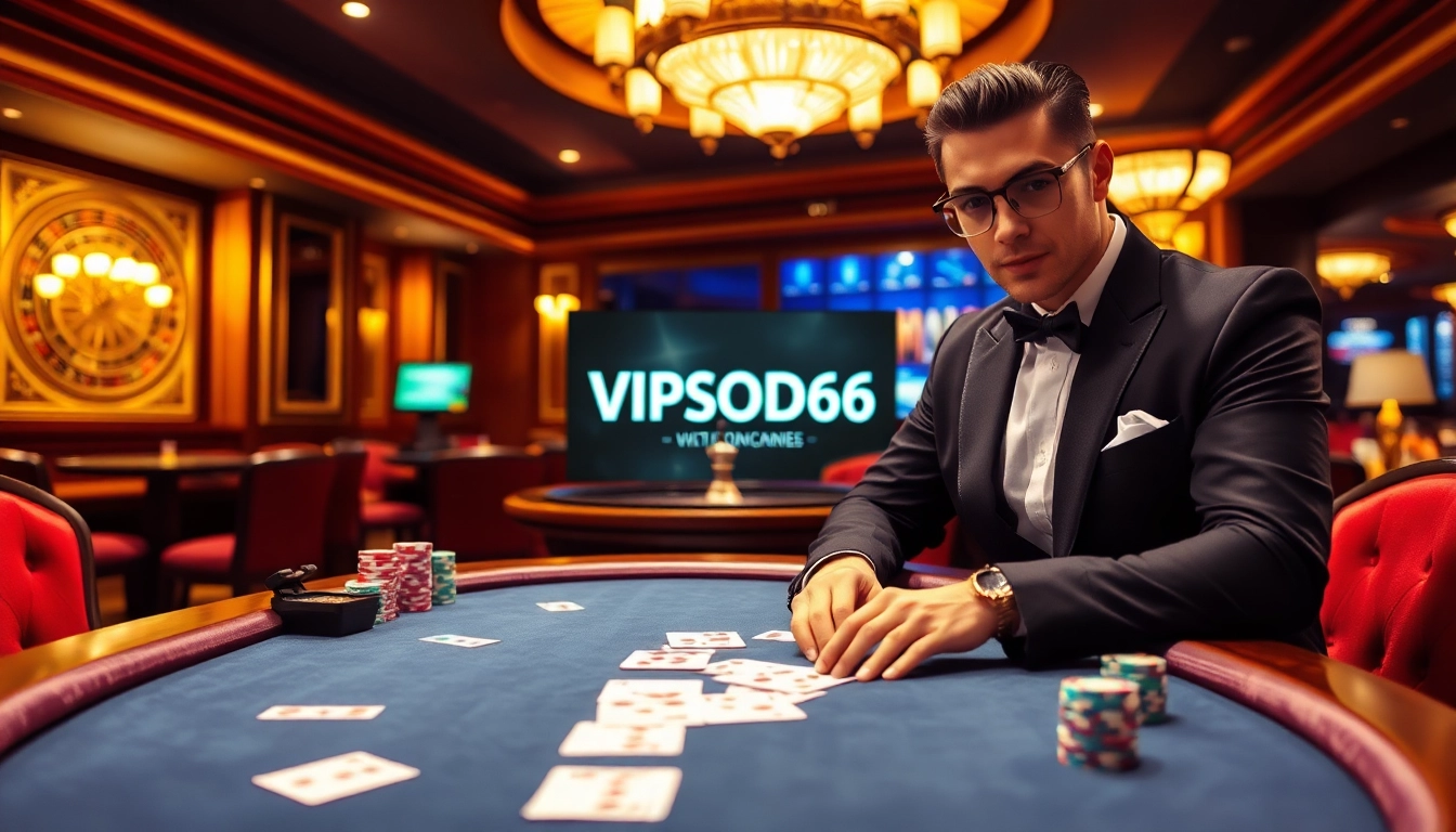 Experience the thrill of betting with VIPSODO66 at a luxurious poker table.