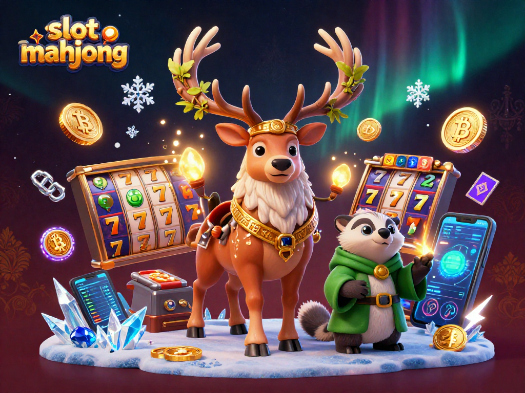 Engage in exciting slot mahjong gameplay surrounded by vibrant, dynamic casino elements.