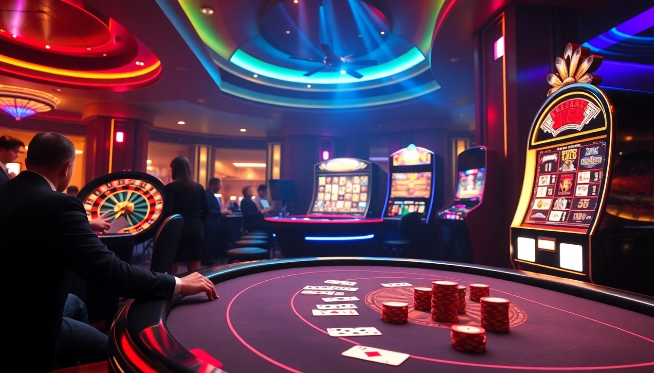 S8 casino players enjoy an exhilarating game night with colorful chips and glowing slots.