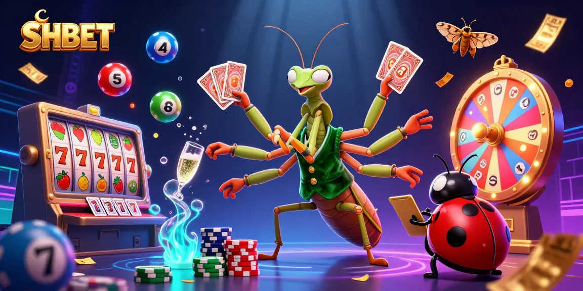 Experience the thrill of winning with SHBET's vibrant 3D casino scene featuring games and lucky symbols.