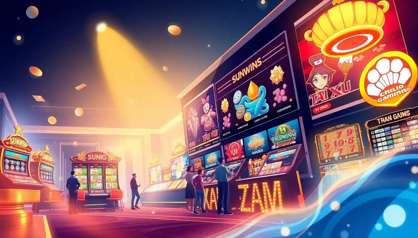 Exciting online gaming experience at sunwinw.com with vibrant Tài Xỉu and slots showcased.