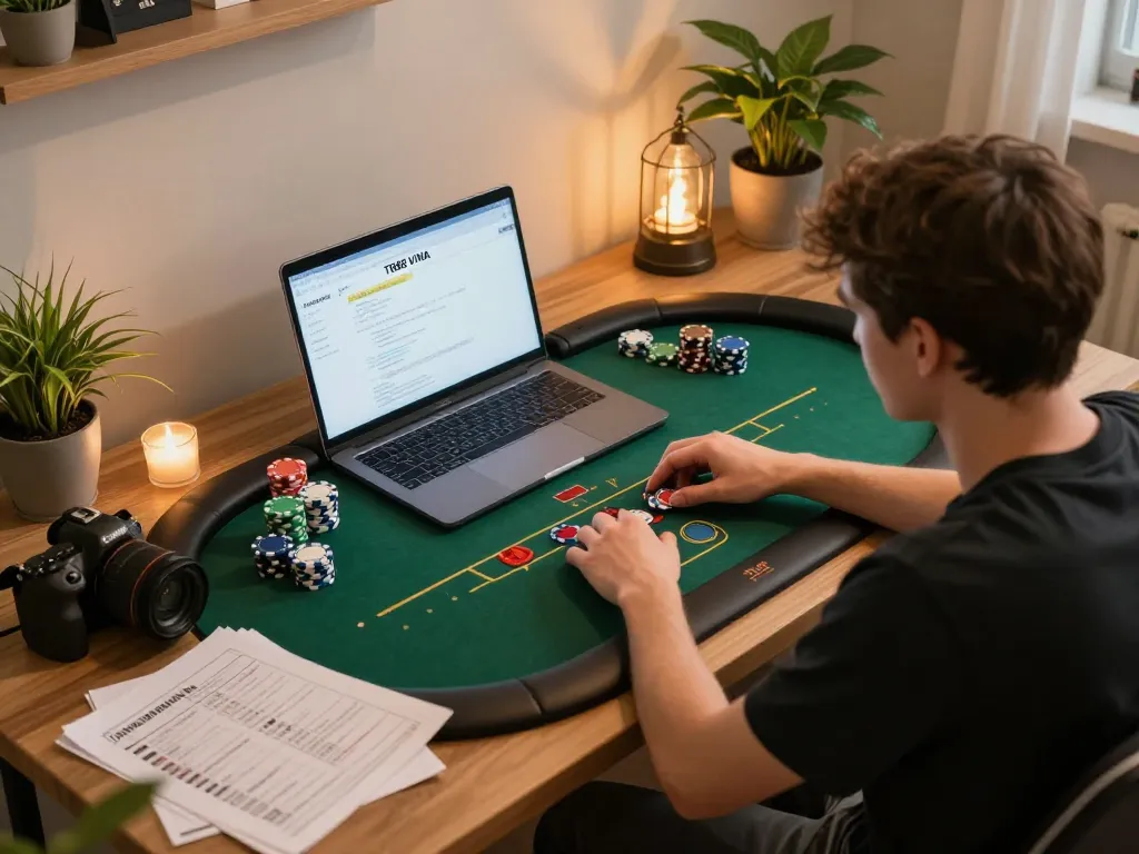 Player engaging in strategic gameplay at TR88 VINA while managing chips and notes for better odds