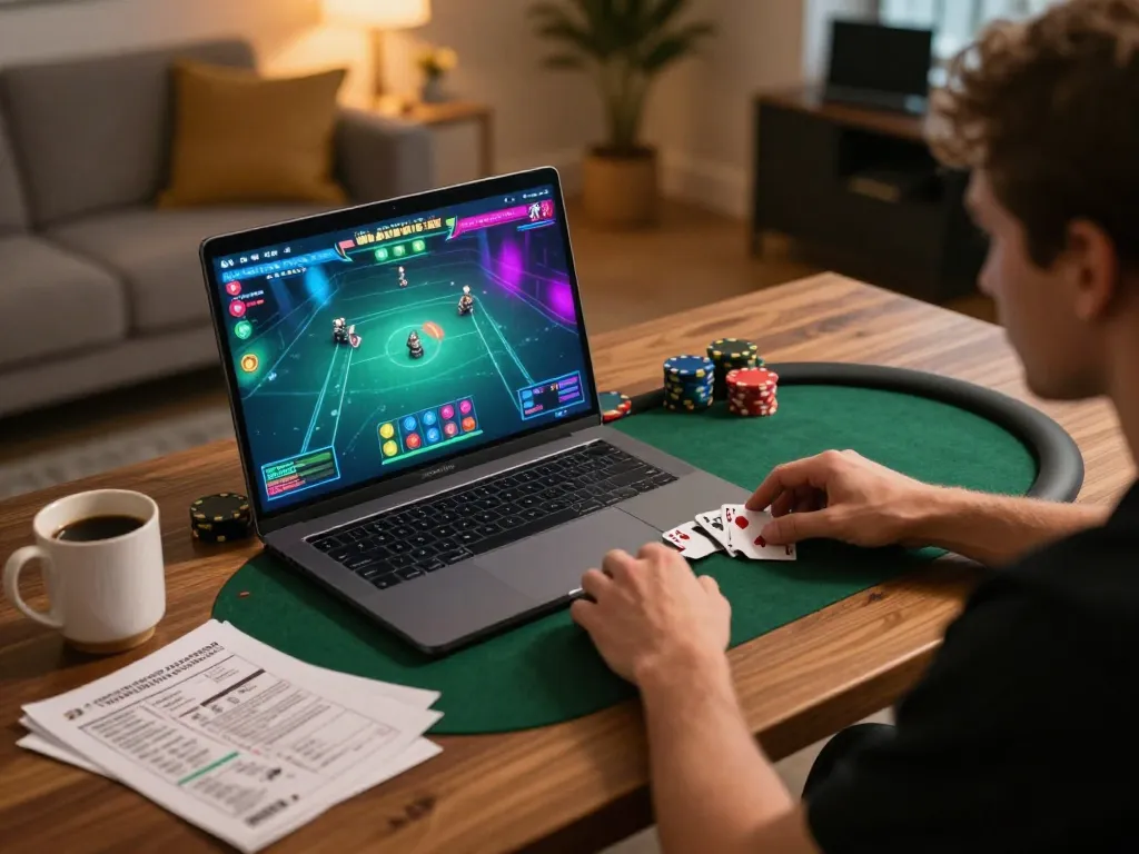 Players enjoy strategic poker gameplay at home using TG88 platform for online gambling.