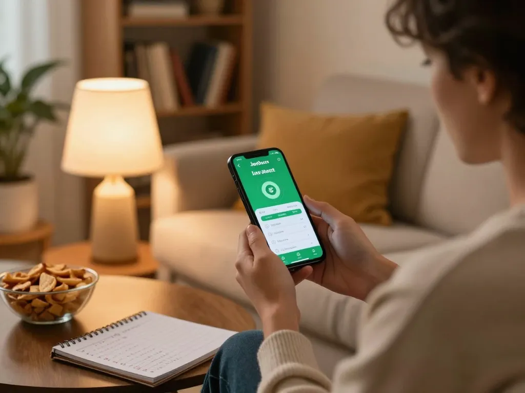 Using the Jeetbuzz App for seamless live betting from a cozy home setting with snacks and betting notes.