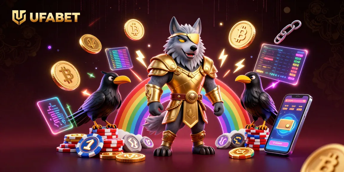 Experience the thrill of betting at UFABET with vibrant casino-themed digital art featuring Odin and mythical elements.
