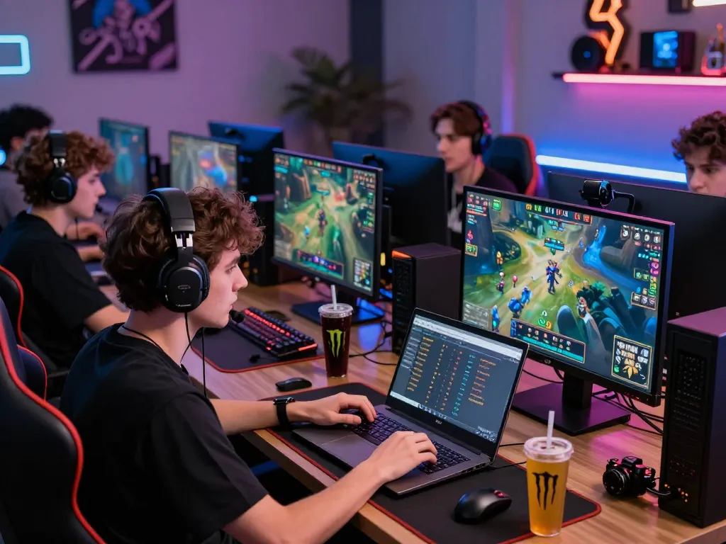 Exciting esports betting scene featuring gamers engaged with screens showing odds and strategies at https://gglbetsg.org/gglbet-sg/singapore-esports-betting-guide/ with vibrant lighting and gaming mem