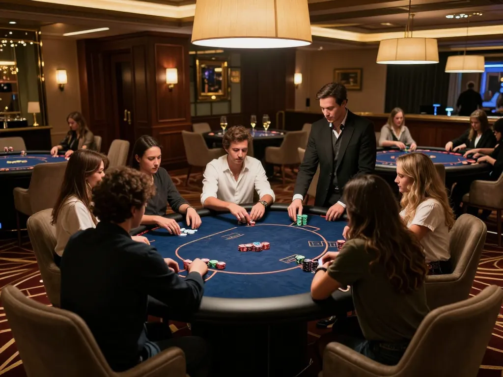 Go 88 poker table action with players in a luxurious casino setting, showcasing high-stakes gameplay.