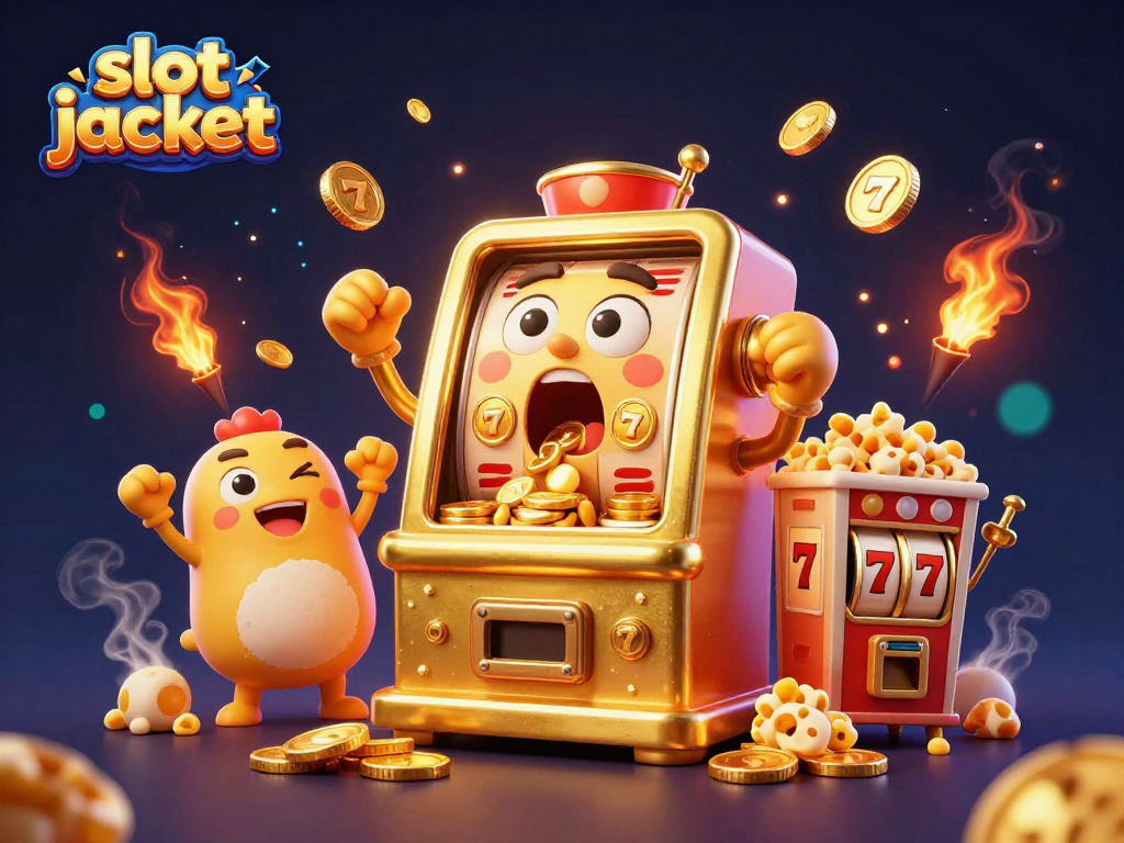 Watch the lucky slot jackpot as it bursts with coins, celebrating a win in this vibrant casino scene.