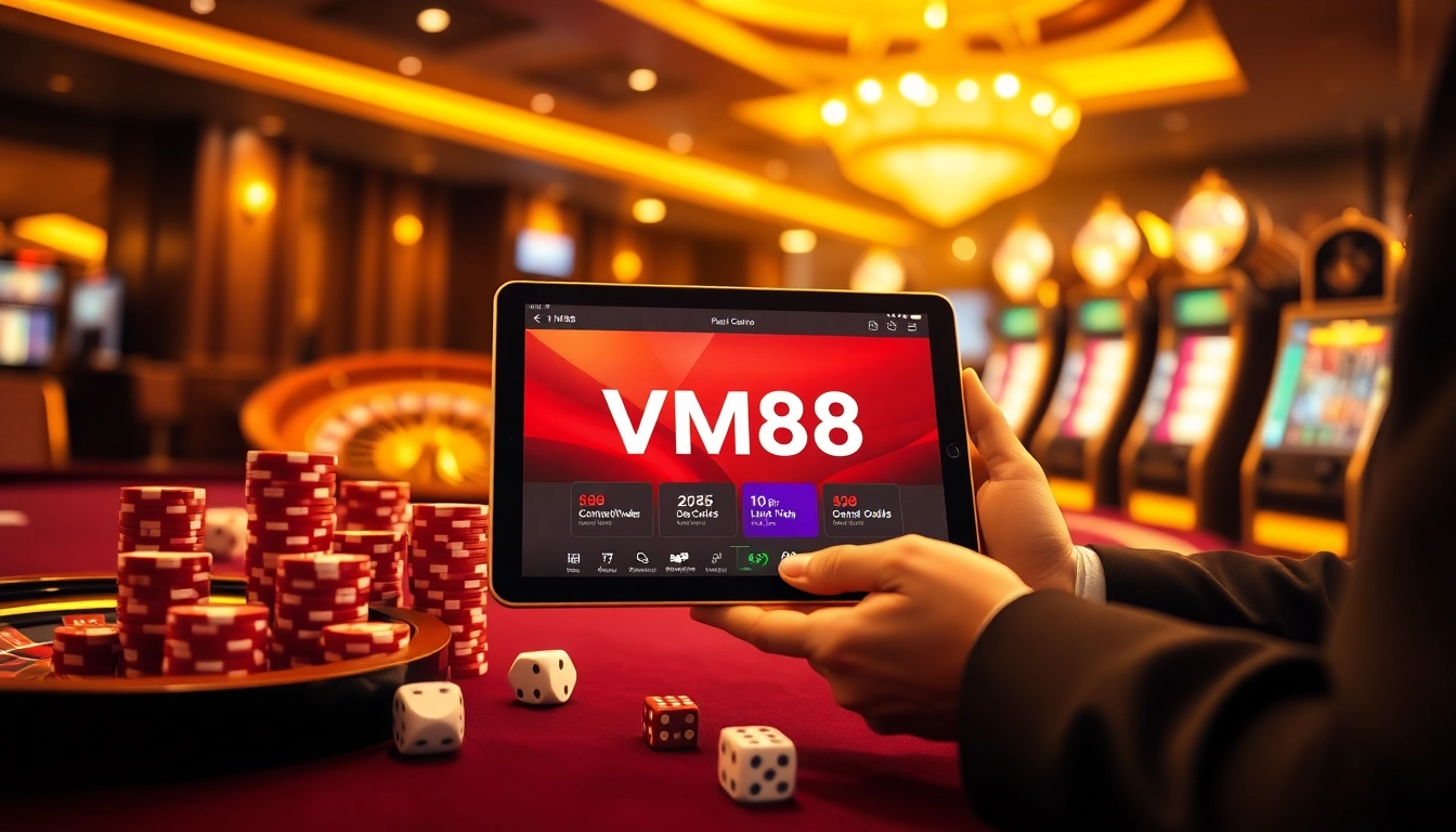 VM88 delivering professional online casino betting with vibrant poker chips and live odds