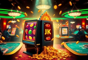 Exciting players engaging with the BK8 slot machine in a vibrant online casino environment.